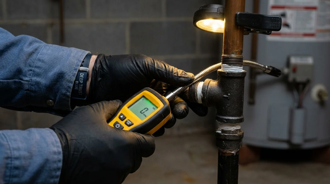 Gas leak detection with electronic sniffer by Johns Plumbing LLC in Conover